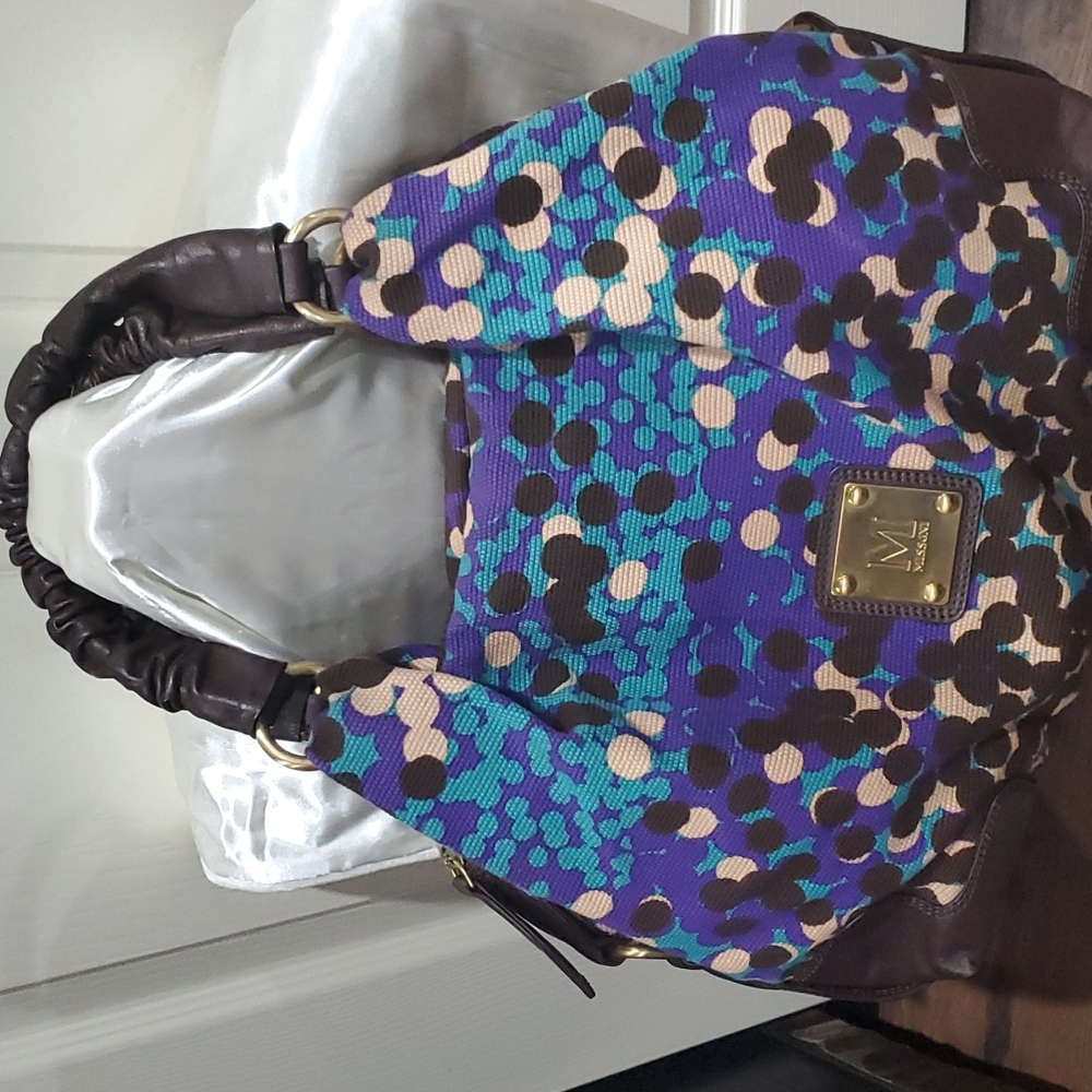 RARE MISSONI LEATHER AND MULTI COLOR FABRIC BAG!!
